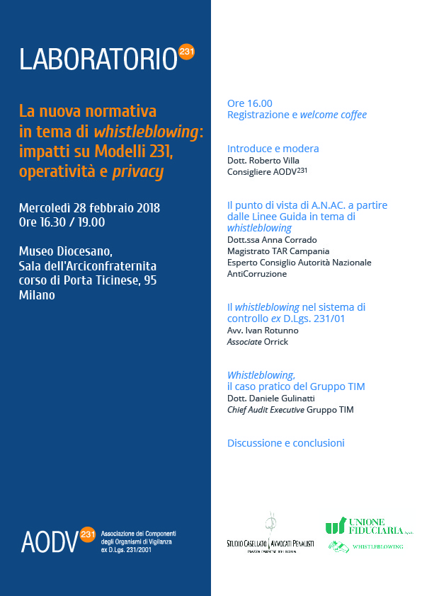 La nuova normativa in tema di whistleblowing: impatti su Modelli 231, operatività e privacy